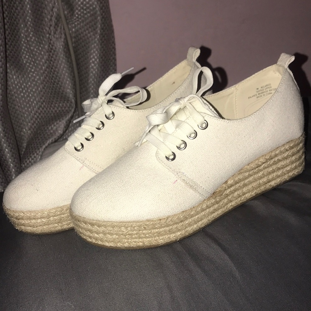 White ivory platform Espadrilles